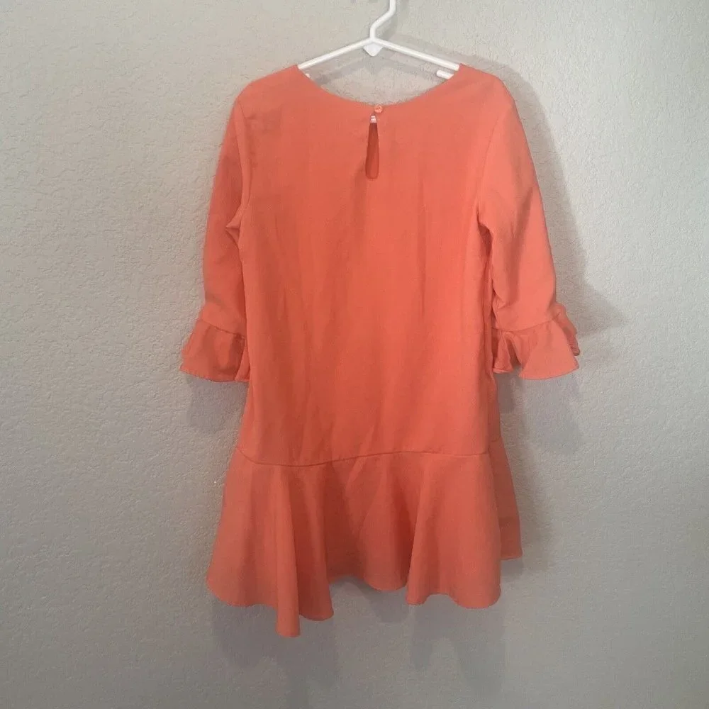 Gymboree Dress Girls Size 7 Orange Ruffle Sleeves Easter Drop Waist Rayon Spring